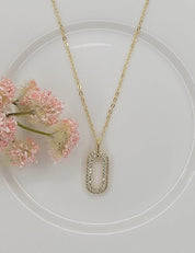 Oval Rhinestone Necklace