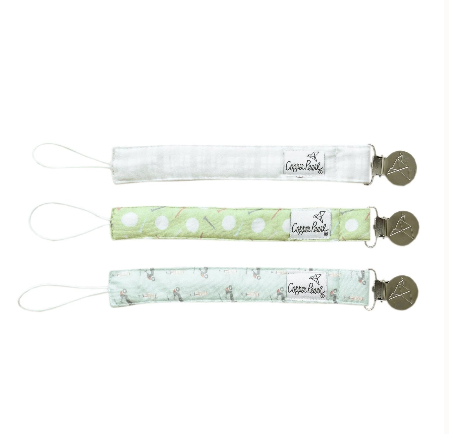 Knit Binky Clip 3 Pack- Bogey