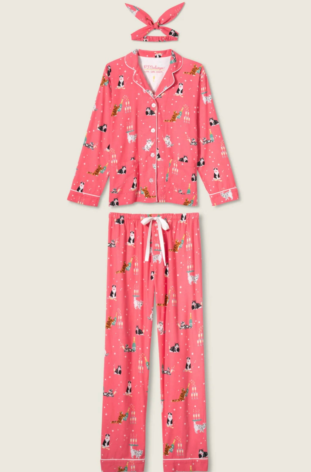 PJ Salvage Let's Get Fizzical 3-Piece Flannel PJ Set