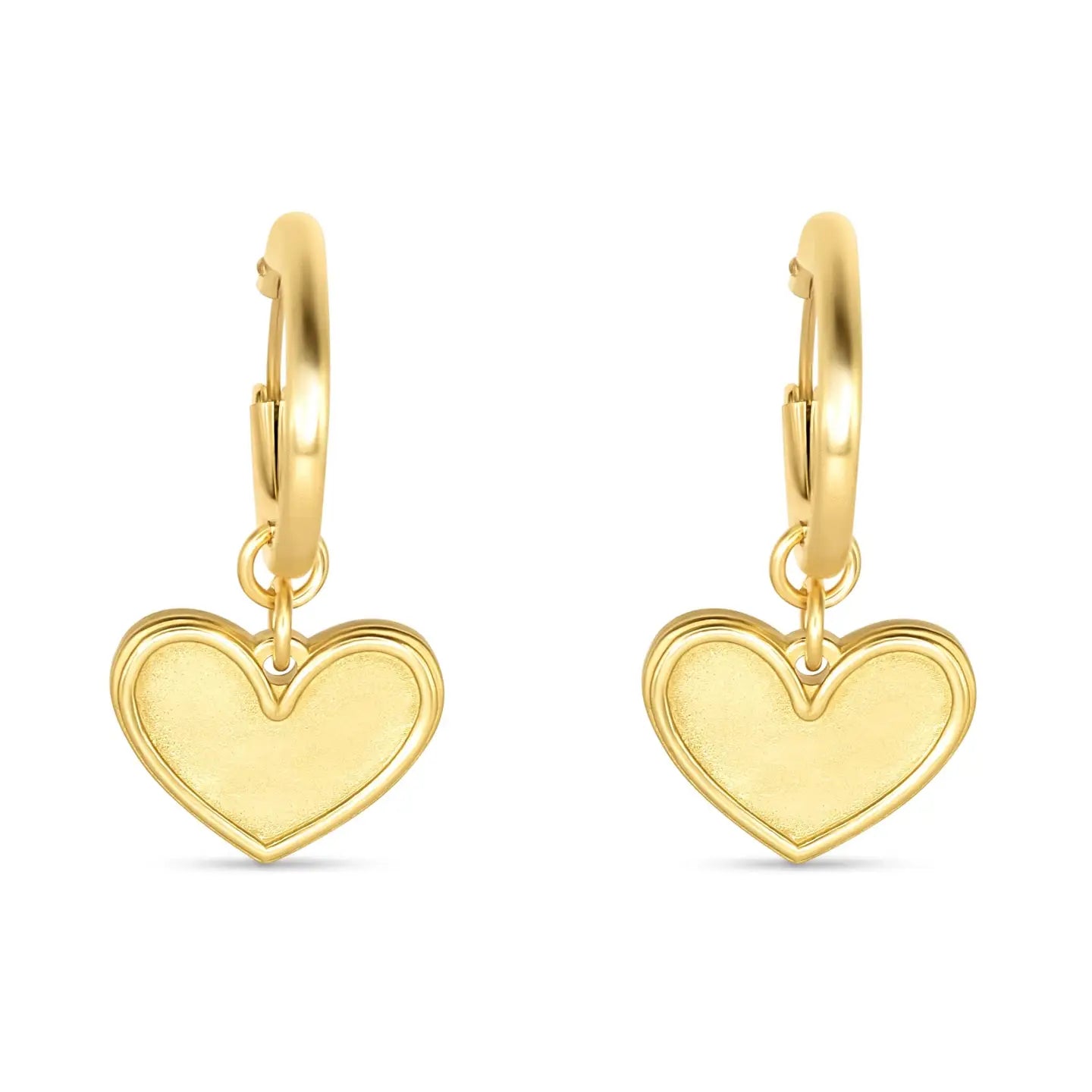 Petite Hoop Earrings Heart / I Cor 13:13