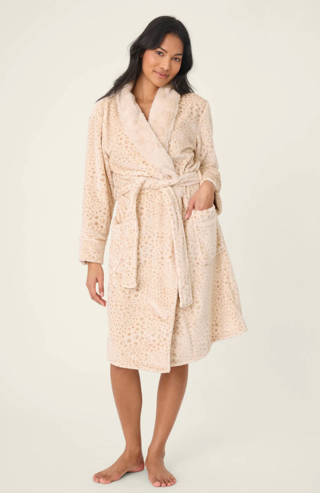 PJ Salvage Luxe Champagne Leopard Plush Robe