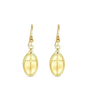 Petite French Hook Earrings Oval Cross / Romans 5:8