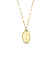 Petite Pendant Necklace Oval Cross / Romans 5:8