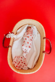 Knit Swaddle Blanket- Strawberry
