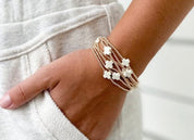 Signature Cross Gold Pattern 2mm Bead Bracelet- Pink