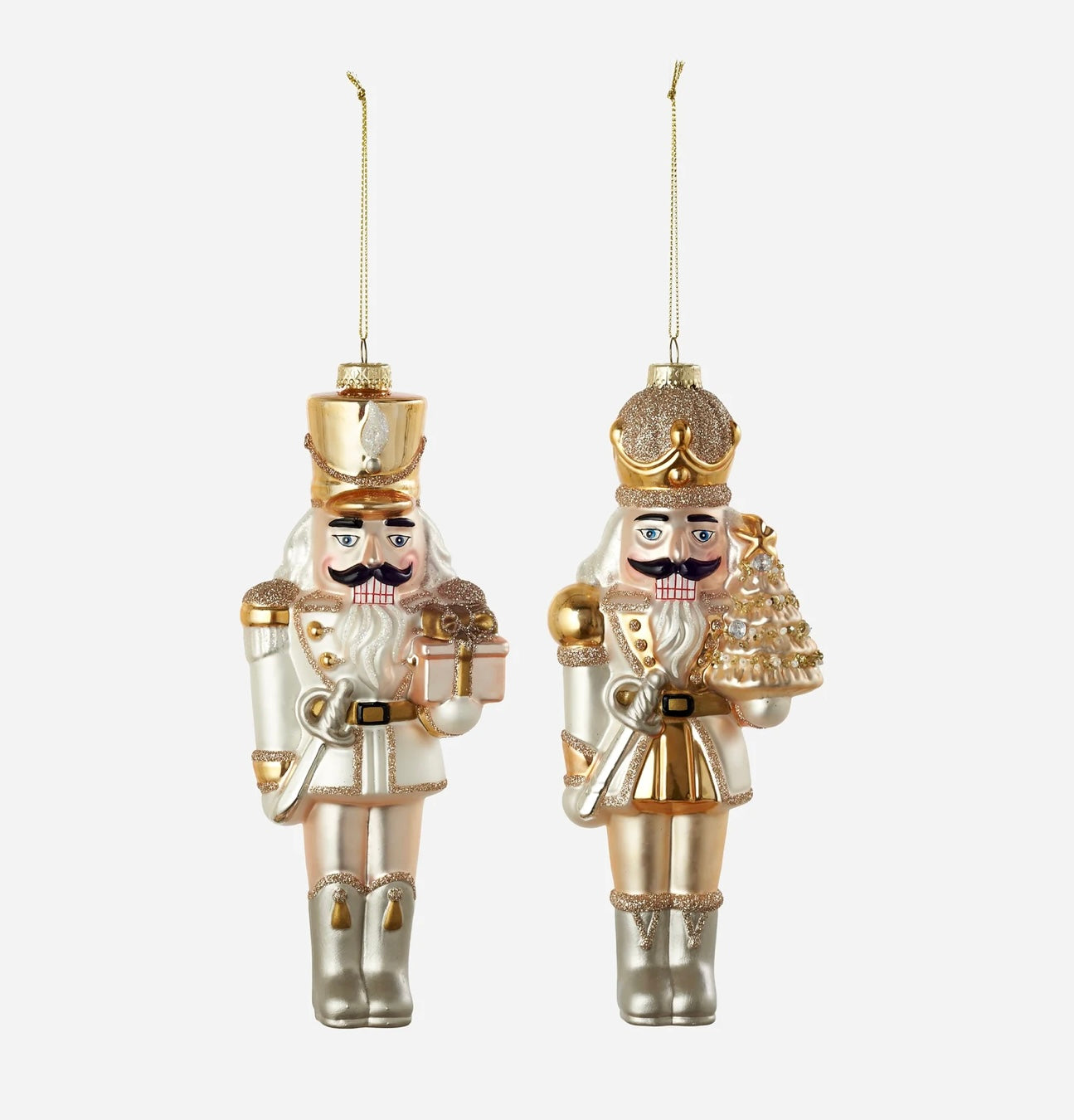 Ornaments/Glass - Gold & Silver Nutcracker