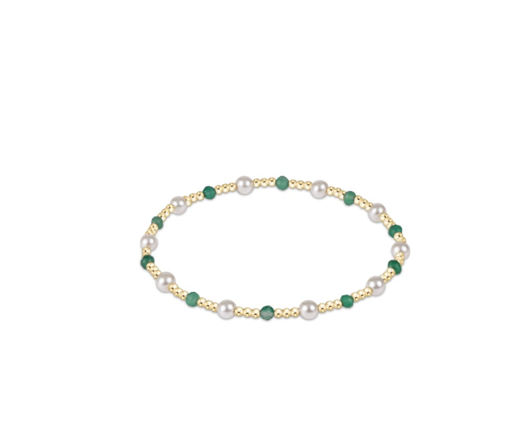 Pearl Sincerity Pattern 4mm Bead Bracelet - Green Onyx