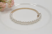 Stackable Flexible Cuff Half Rhinestone Half Pearl