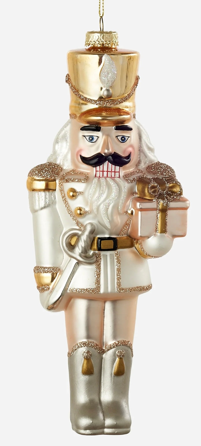 Ornaments/Glass - Gold & Silver Nutcracker