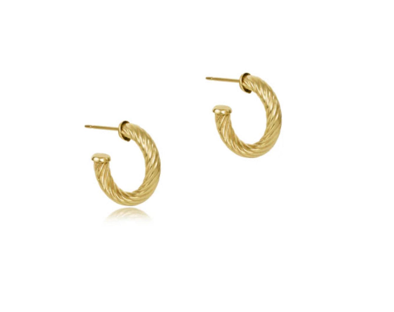 Textured Twist Gold 0.5" Post Hoop - 4mm