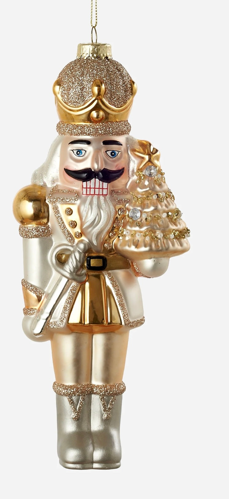 Ornaments/Glass - Gold & Silver Nutcracker