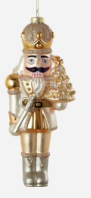 Ornaments/Glass - Gold & Silver Nutcracker