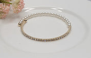 Stackable Flexible Cuff Half Rhinestone Half Pearl