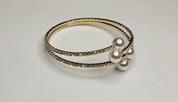 Stackable Flexible Cuff Rhinestone Four Pearls