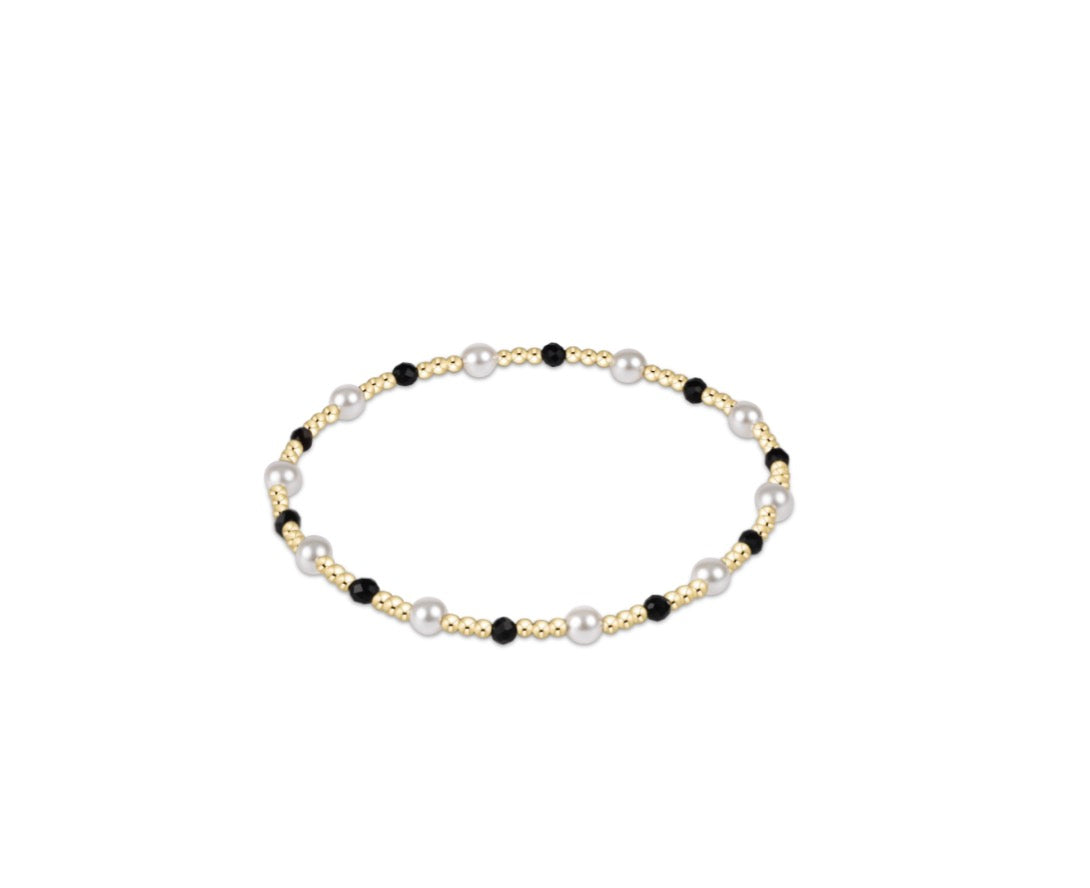 Pearl Sincerity Pattern 4mm Bead Bracelet - Faceted Onyx