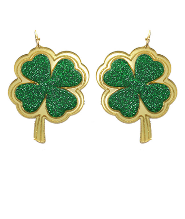 Acrylic Glitter Clover Earring