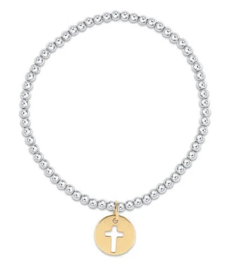 Mixed Metal- Sterling Bead Bracelet w/ Blessed Gold Disc