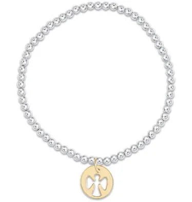 Mixed Metal- Sterling Bead Bracelet w/Guardian Angel Charm