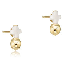Signature Cross Off-White Stud- Gold