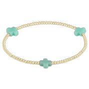 Signature Cross Gold Pattern 2mm Bead Bracelet- Mint