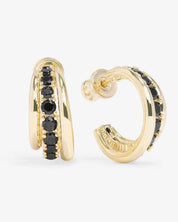 "Oh She Fancy" Smooth & Diamond Hoops /Black Diamondettes