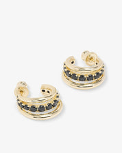 "Oh She Fancy" Smooth & Diamond Hoops /Black Diamondettes