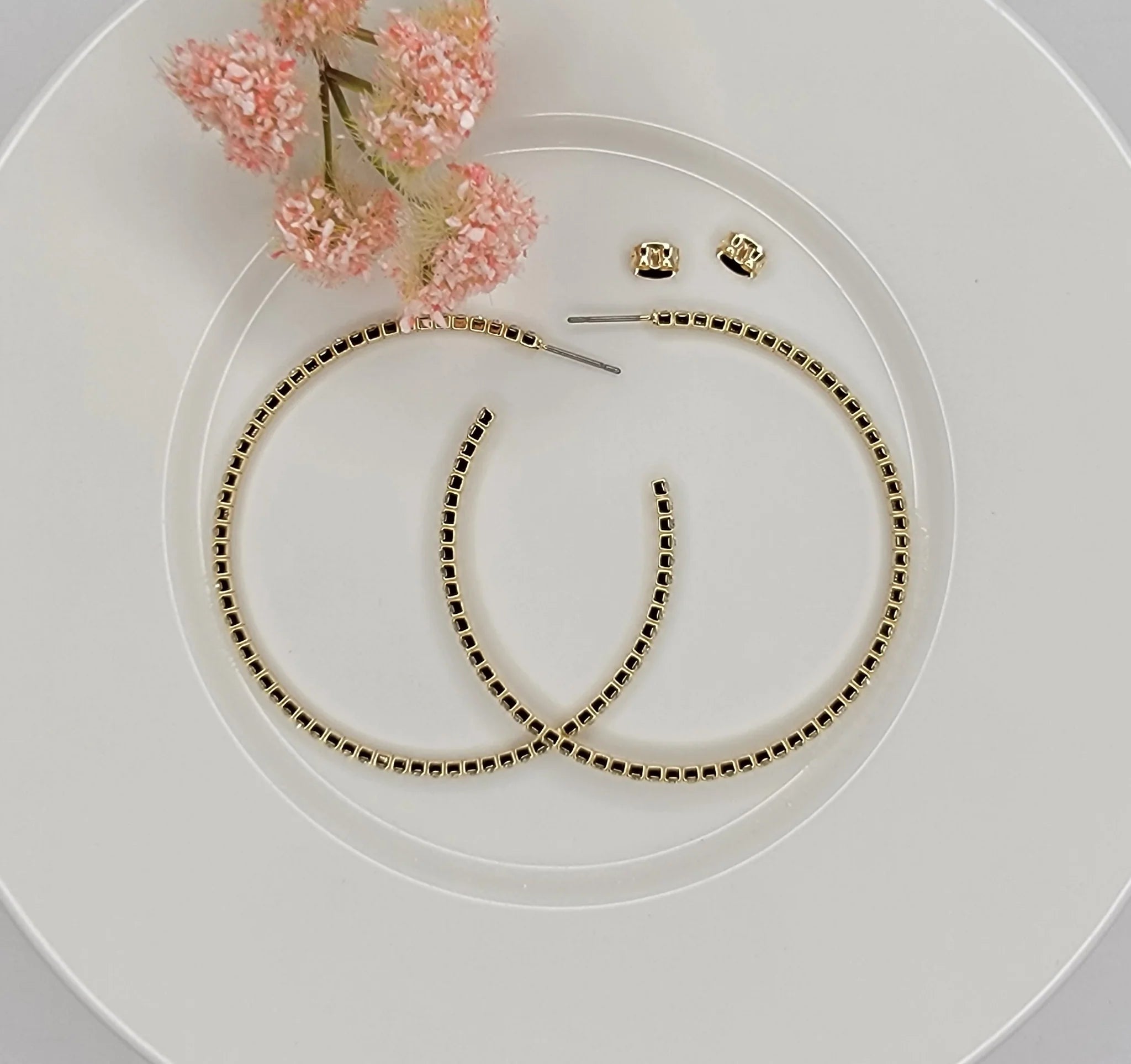 Rhinestone Hoop Earring- Gold