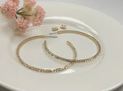 Rhinestone Hoop Earring- Gold