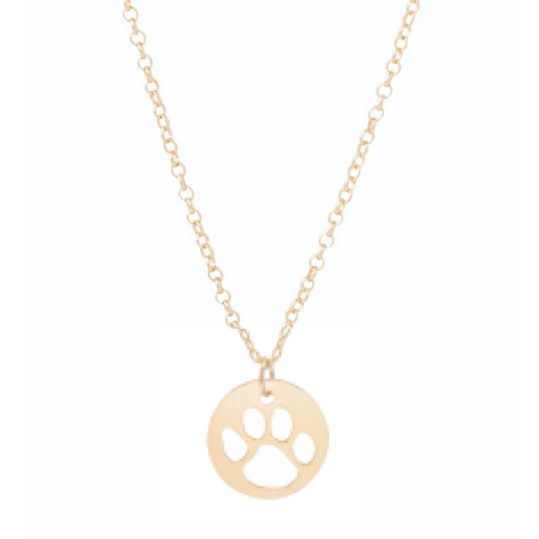 16" Paw Print Necklace Gold