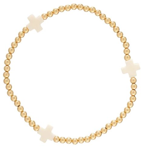 Signature Cross Gold Pattern 2mm Bead Bracelet-Off White