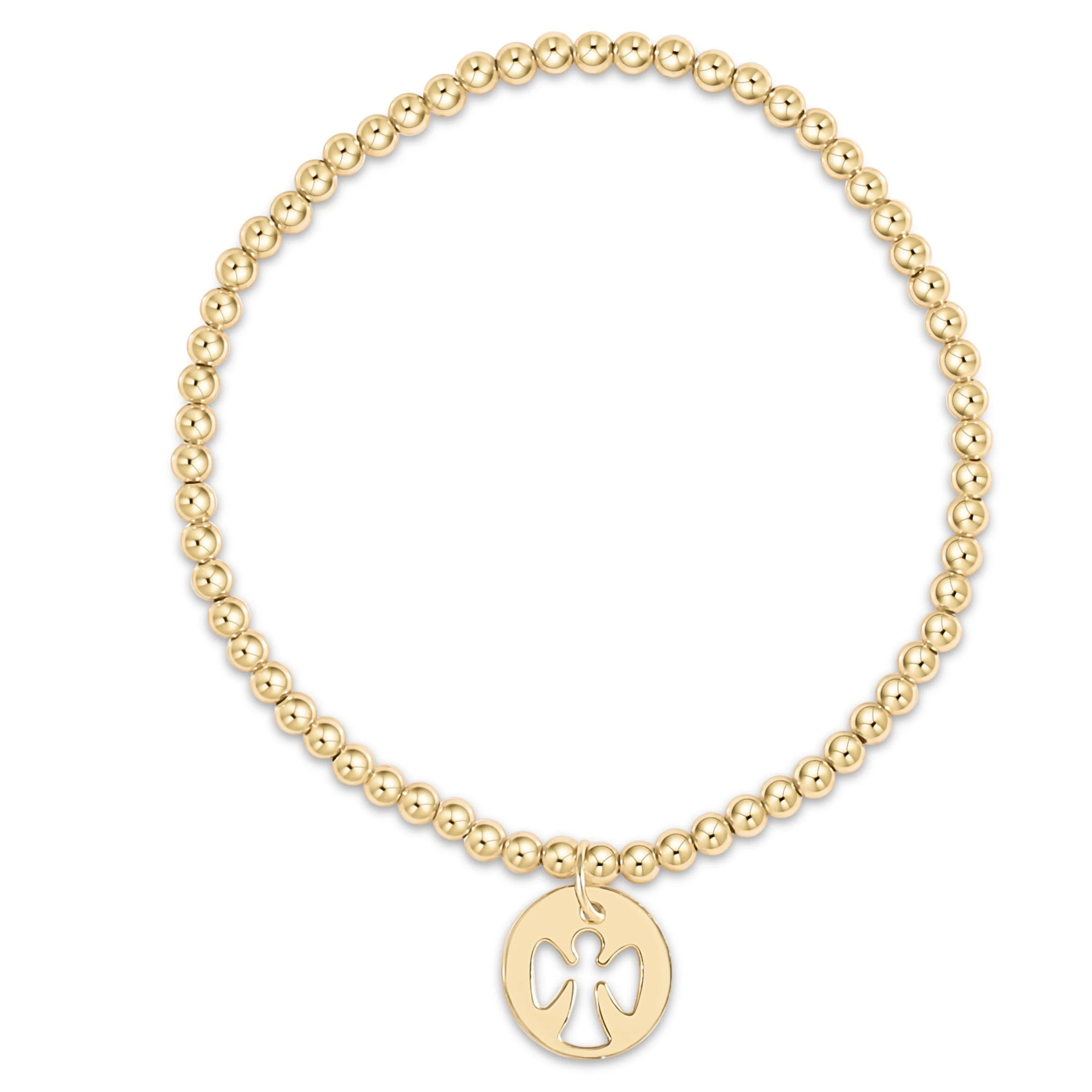 XL ENewton Extends Classic 3mm Bead Bracelet- Guardian Angel Charm