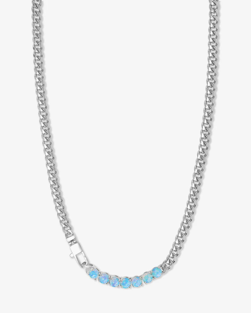 Baby Julian Loves Opals Necklace Silver 16” - Blue Opal