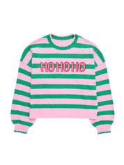 HO HO HO Scallop Trim Relaxed Sweater