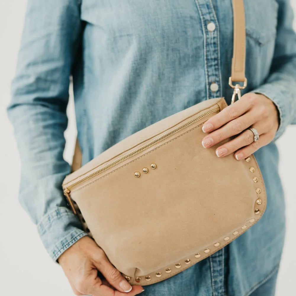 Sabrina Studded Suede Bag / Oat