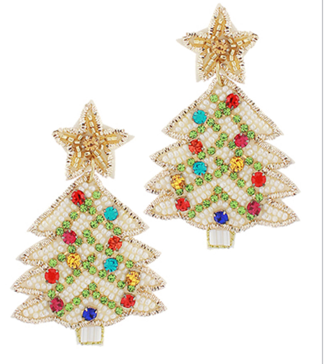 Christmas Tree and Glass Bead Earrings