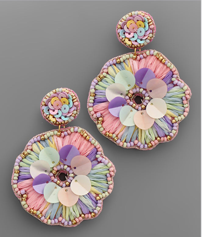 Pastel Flower Beaded Earring