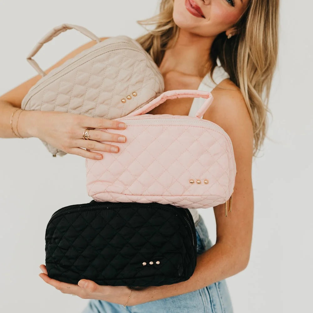 Martha Quilted Cosmetics Bag / Pink