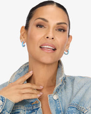 Oh She Fancy .75 Blue Opal Hoops - Silver