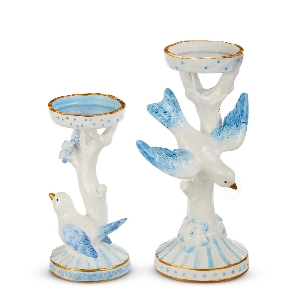 Bird On Candle Holders Set Of 2