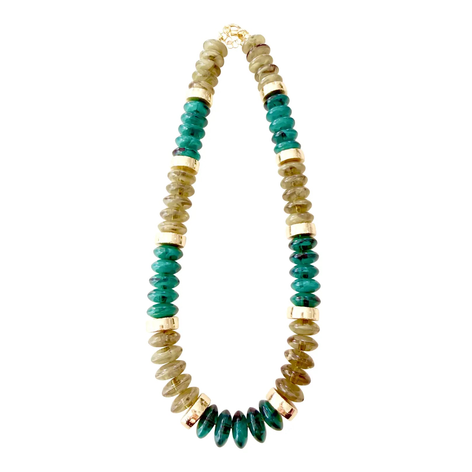 Calloway Beaded Disc Necklace - Green