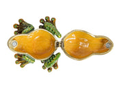 Enameled Metal Frog Shaped Trinket Box w/ Jewels, Gold Finish & Green