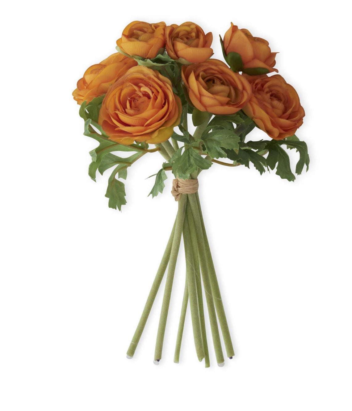 Ranunculus Bundle 10 inch With Flocked Stem / Orange