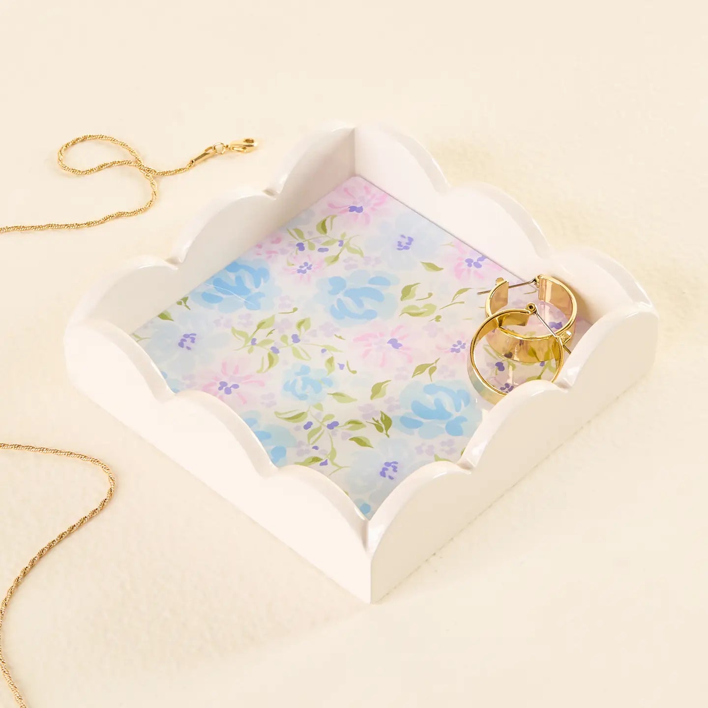Scalloped Trinket Tray- Secret Garden Blue