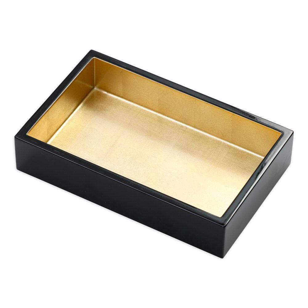 Caspari - Lacquer Guest Towel Napkin Holder in Black & Gold