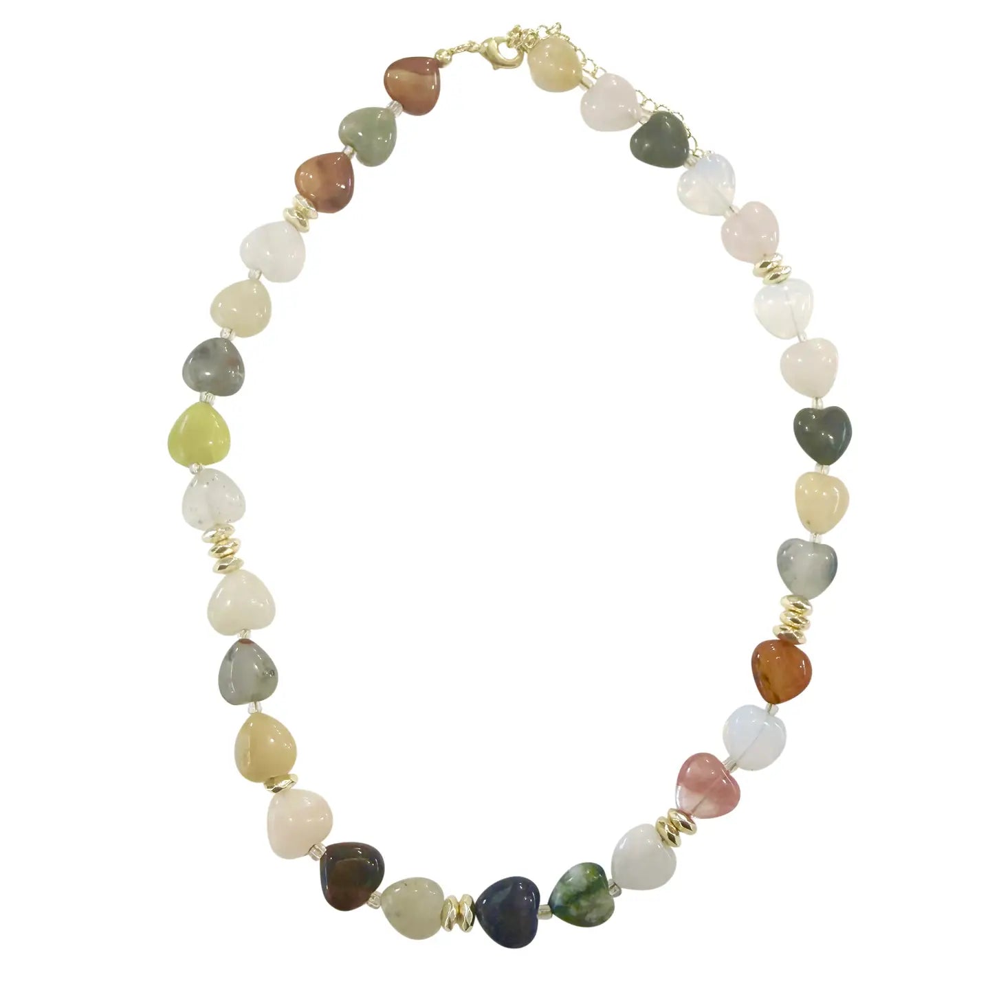 Morgan Heart Beaded Necklace / Olive Mix