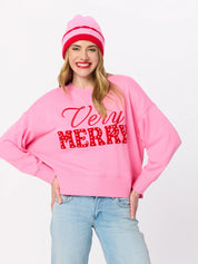 Shiraleah "Very Merry" Pearls Relaxed Fit Sweatshirt
