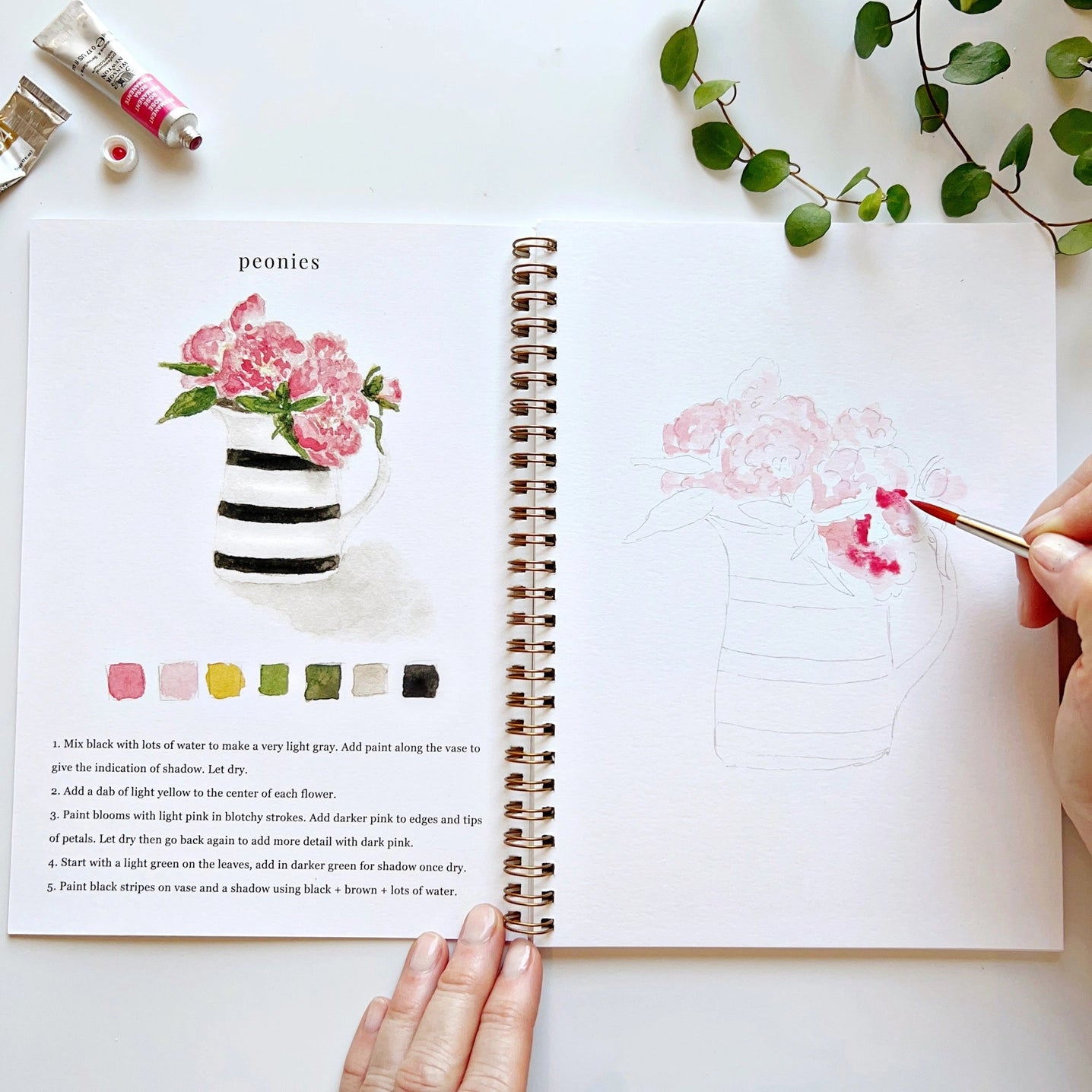 Bouquets Watercolor Workbook With Watercolor Paint Set
