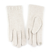 Gloves With Pearl Cuffs - Beige