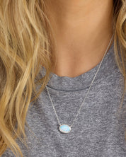 She's a Boss Pendant Silver Necklace - Blue Opal