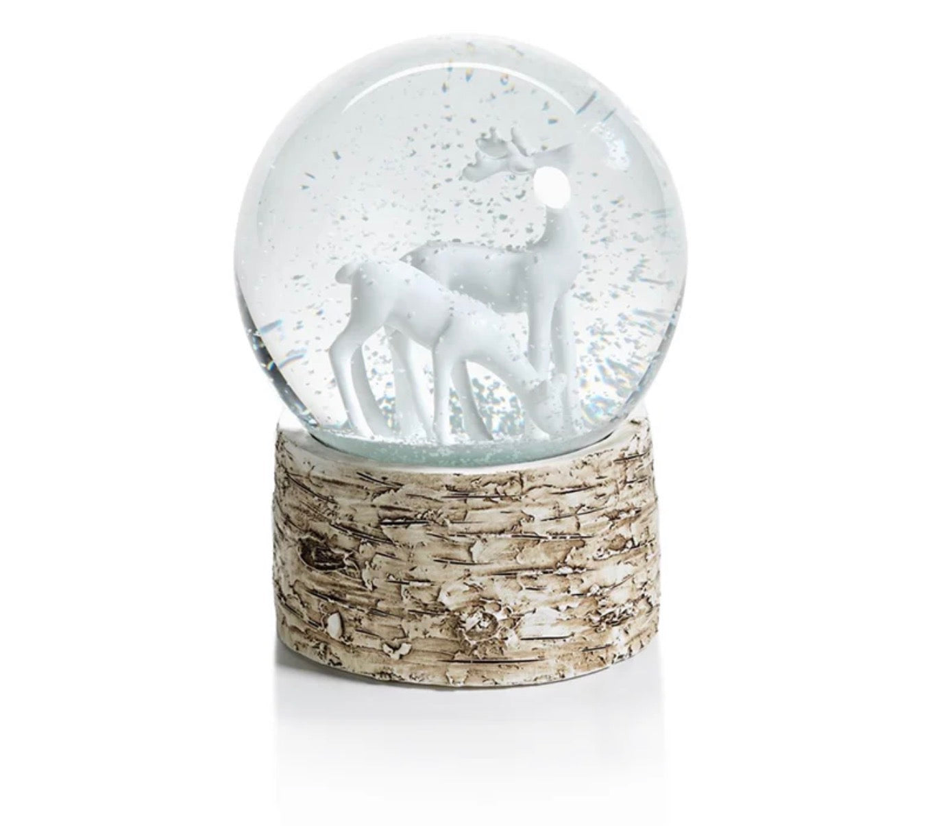 Snow Globe On Birch With Reindeer